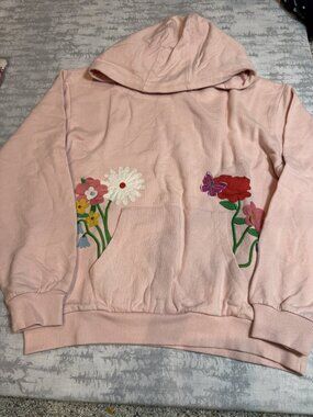 NWOT Mini Boden Pink Flower Applique Hoodie 11-12Y